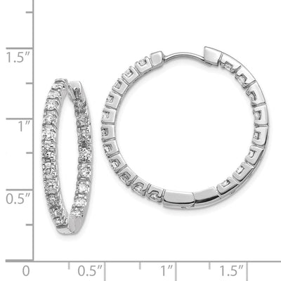 14K White Gold AA Diamond Hinged Hoop Earrings, 27 x 27mm