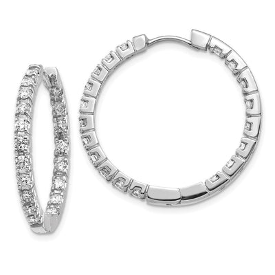14K White Gold AA Diamond Hinged Hoop Earrings, 27 x 27mm