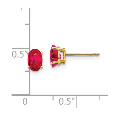 14K x Ruby Oval Post Stud Earrings