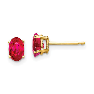 14K x Ruby Oval Post Stud Earrings