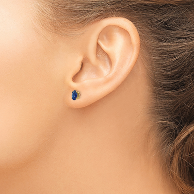 14K Sapphire Post Earrings, 6 x 4mm