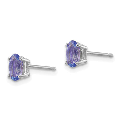 14K White Gold Tanzanite Earrings, 6 x 4mm