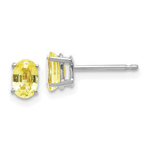14k White Gold Yellow Sapphire Earrings (Style XE86WYS-B)