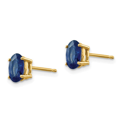 14K Sapphire Post Earrings, 7 x 5mm