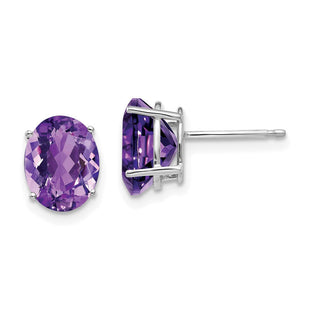 14k White Gold Oval Amethyst Earrings (Style XE89WAM)