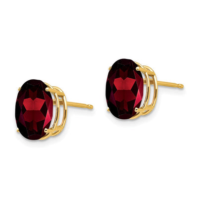 14K Oval Garnet Earrings, 10 x 8mm