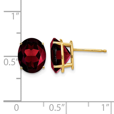 14K Oval Garnet Earrings, 10 x 8mm