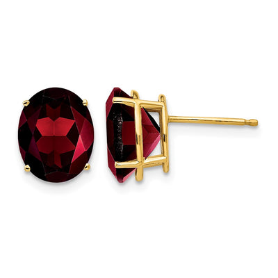 14K Oval Garnet Earrings, 10 x 8mm