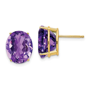 14k Oval Amethyst Earrings (Style XE91AM)