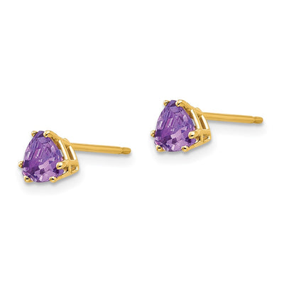 14K Trillion Amethyst Earrings, 5 x 5mm