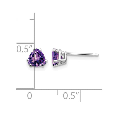 14K White Gold Trillion Amethyst Earrings, 6 x 5mm