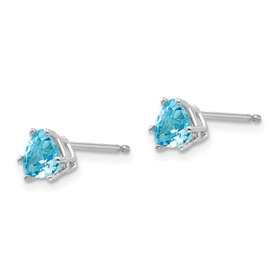 14K White Gold Trillion Blue Topaz Earrings, 6 x 5mm