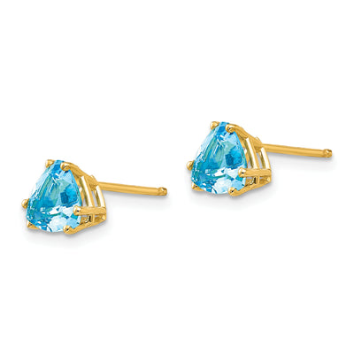 14K Trillion Blue Topaz Earrings, 6 x 6mm