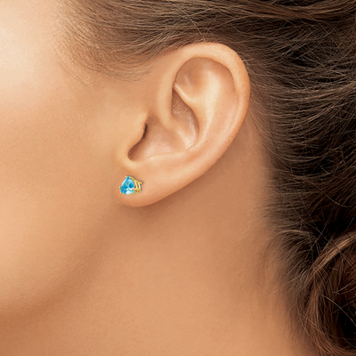 14K Trillion Blue Topaz Earrings, 6 x 6mm