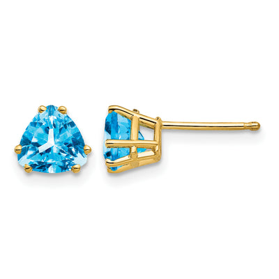 14K Trillion Blue Topaz Earrings, 6 x 6mm