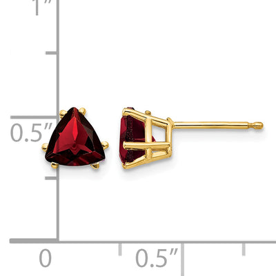14K Trillion Garnet Earrings, 6 x 6mm