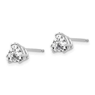 14K White Gold Trillion Cubic Zirconia Earrings, 7 x 6mm