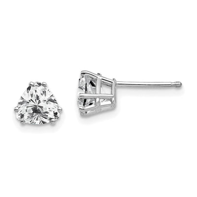14K White Gold Trillion Cubic Zirconia Earrings, 7 x 6mm