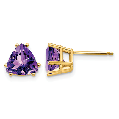 14K Trillion Amethyst Earrings, 8 x 8mm