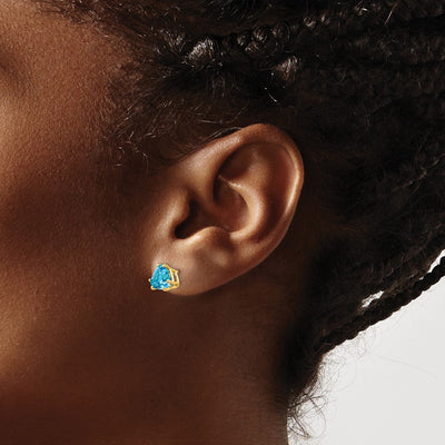 14K Trillion Blue Topaz Earrings, 8 x 8mm