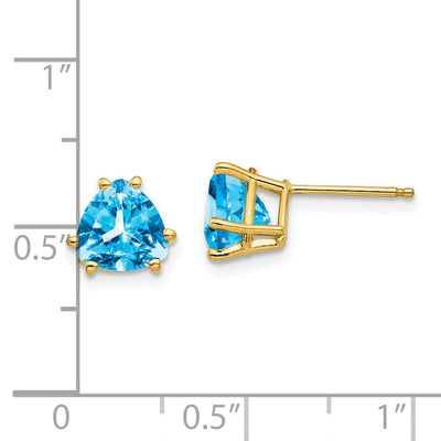 14K Trillion Blue Topaz Earrings, 8 x 8mm