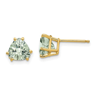 14k Trillion Checker-Cut Green Quartz Earrings (Style XE95CG)