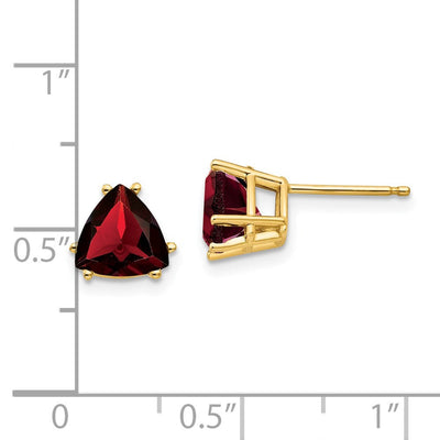 14K Trillion Garnet Earrings, 8 x 8mm