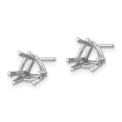 14K White Gold Trillion Earring Mountings, 8 x 7mm