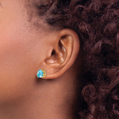 14K Trillion Blue Topaz Earrings, 9 x 9mm