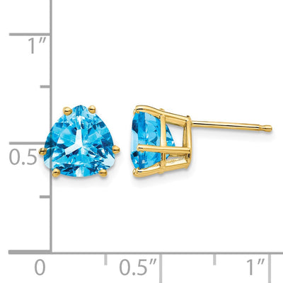 14K Trillion Blue Topaz Earrings, 9 x 9mm