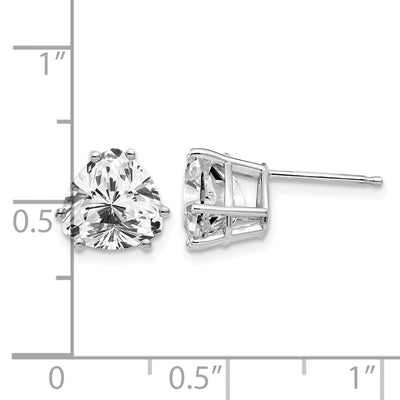 14K White Gold Trillion Cubic Zirconia Earrings, 9 x 8mm
