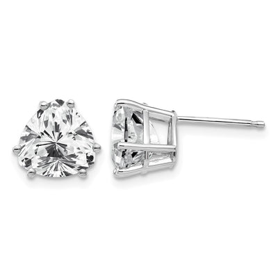 14K White Gold Trillion Cubic Zirconia Earrings, 9 x 8mm