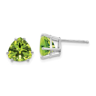 14k White Gold Peridot Trillion Stud Earrings (Style XE96WPE)