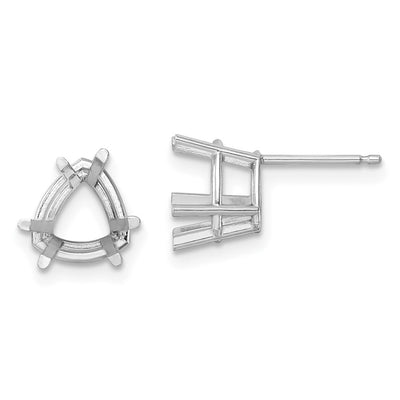 14K White Gold Trillion Earring Mountings, 9 x 8mm
