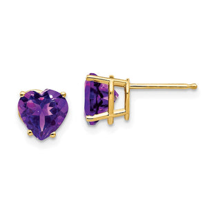 14k Heart Amethyst Earrings (Style XE99AM)