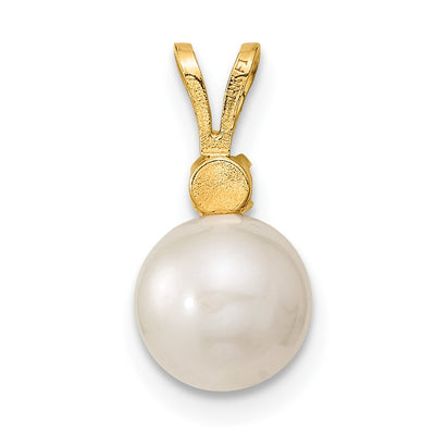 14K White Round Freshwater Cultured Pearl and .21EM Emerald Post Earrings and Pendant Set