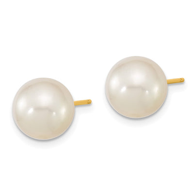 14K White Round South Sea Saltwater Cultured Pearl Post Earrings