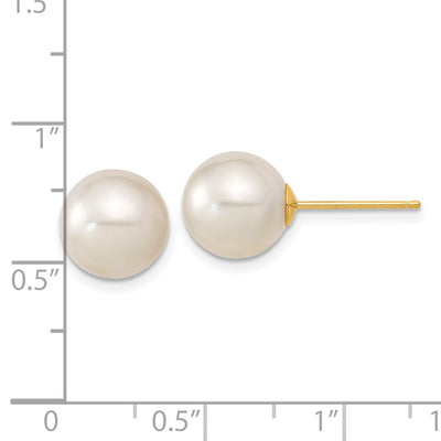 14K White Round South Sea Saltwater Cultured Pearl Post Earrings
