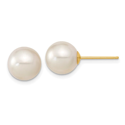 14K White Round South Sea Saltwater Cultured Pearl Post Earrings