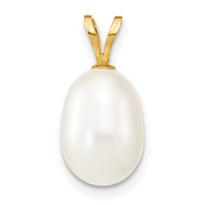 14K White Rice Freshwater Cultured Pearl Pendant