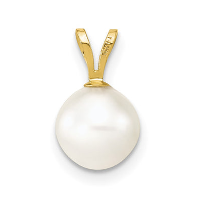14K White Round Freshwater Cultured Pearl Pendant