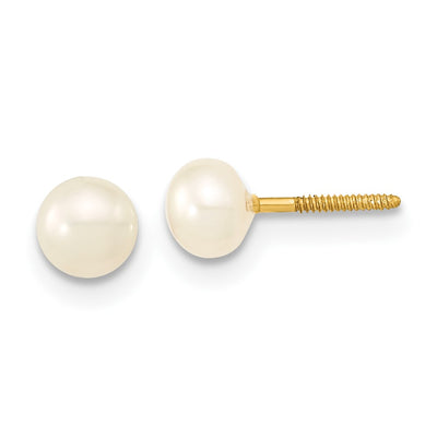 14K Semi-Round White Freshwater Cultured Pearl Necklace, Bracelet and Post Earrings Set