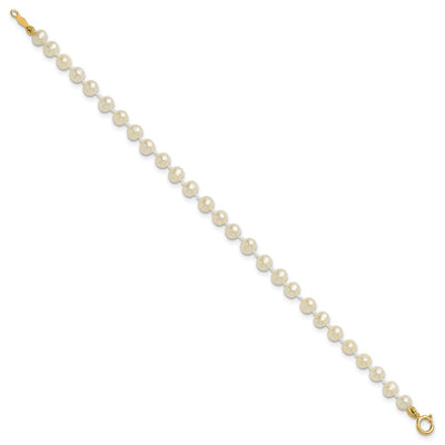 14K White Semi-Round Freshwater Cultured Pearl Bracelet