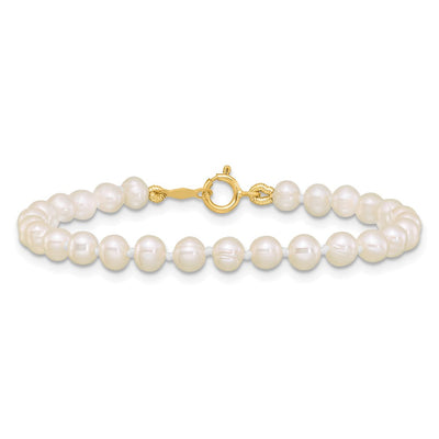 14K White Semi-Round Freshwater Cultured Pearl Bracelet