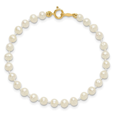 14K White Semi-Round Freshwater Cultured Pearl Bracelet