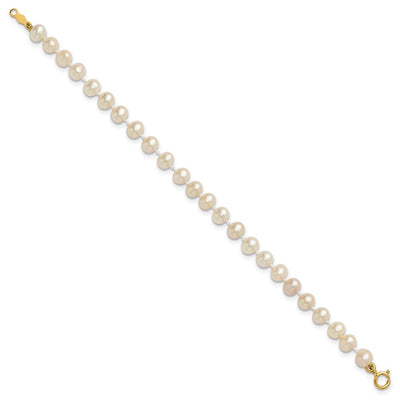 14K White Semi-Round Freshwater Cultured Pearl Necklace