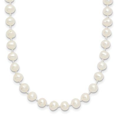 14K White Semi-Round Freshwater Cultured Pearl Necklace