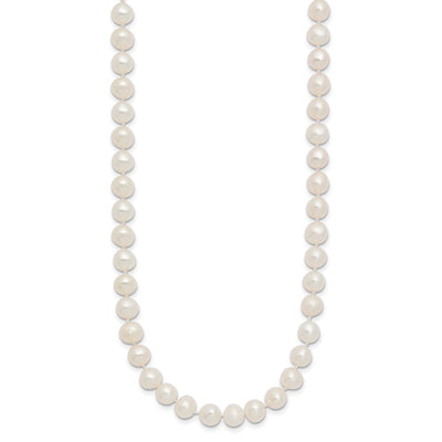 14K White Semi-Round Freshwater Cultured Pearl Necklace
