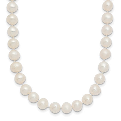 14K White Semi-Round Freshwater Cultured Pearl Necklace