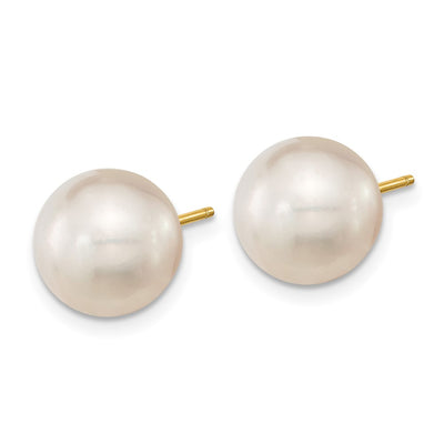 14K White Round South Sea Saltwater Cultured Pearl Post Earrings